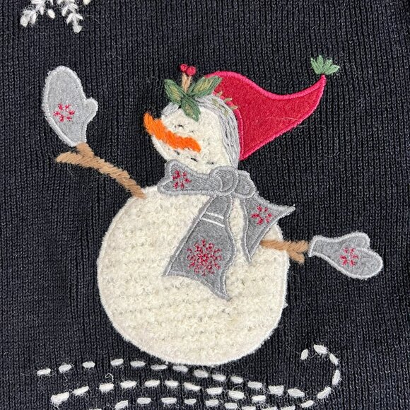 Woolrich Snowman Christmas Winter Holiday Zip Front Sweater Vest Sz M - Picture 2 of 12